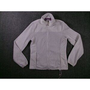 Aeropostale Jacket Womens M Light Gray Full Zip Fleece Nylon Panels Stand Collar